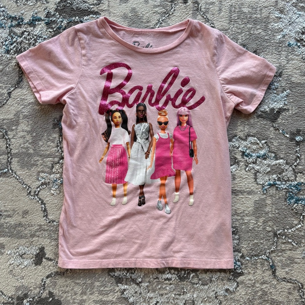 Barbie Light Pink Kids T-Shirt with Doll Graphic - Size 8